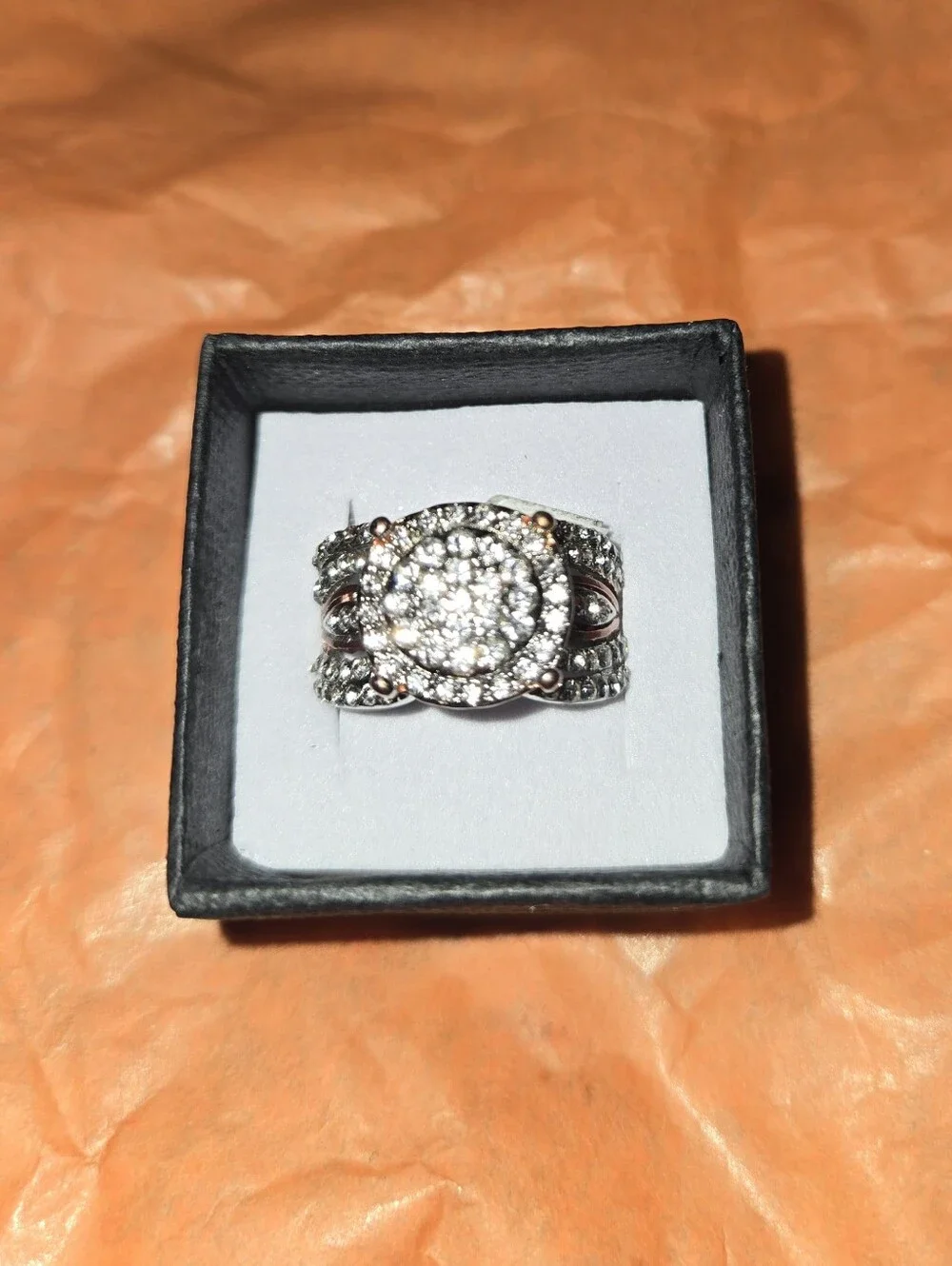Sparkling Silver And Rose Tone Cluster Cocktail Ring - Women's Jewelry